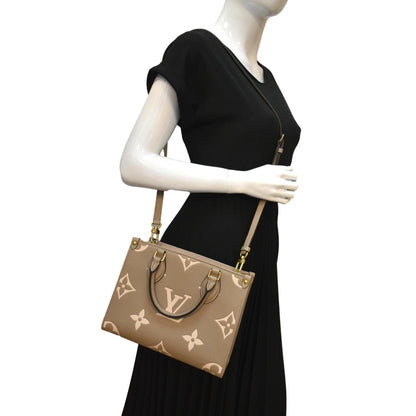 LOUIS VUITTON Women Onthego PM Bicolor Monogram Empreinte Crossbody Bag Cream