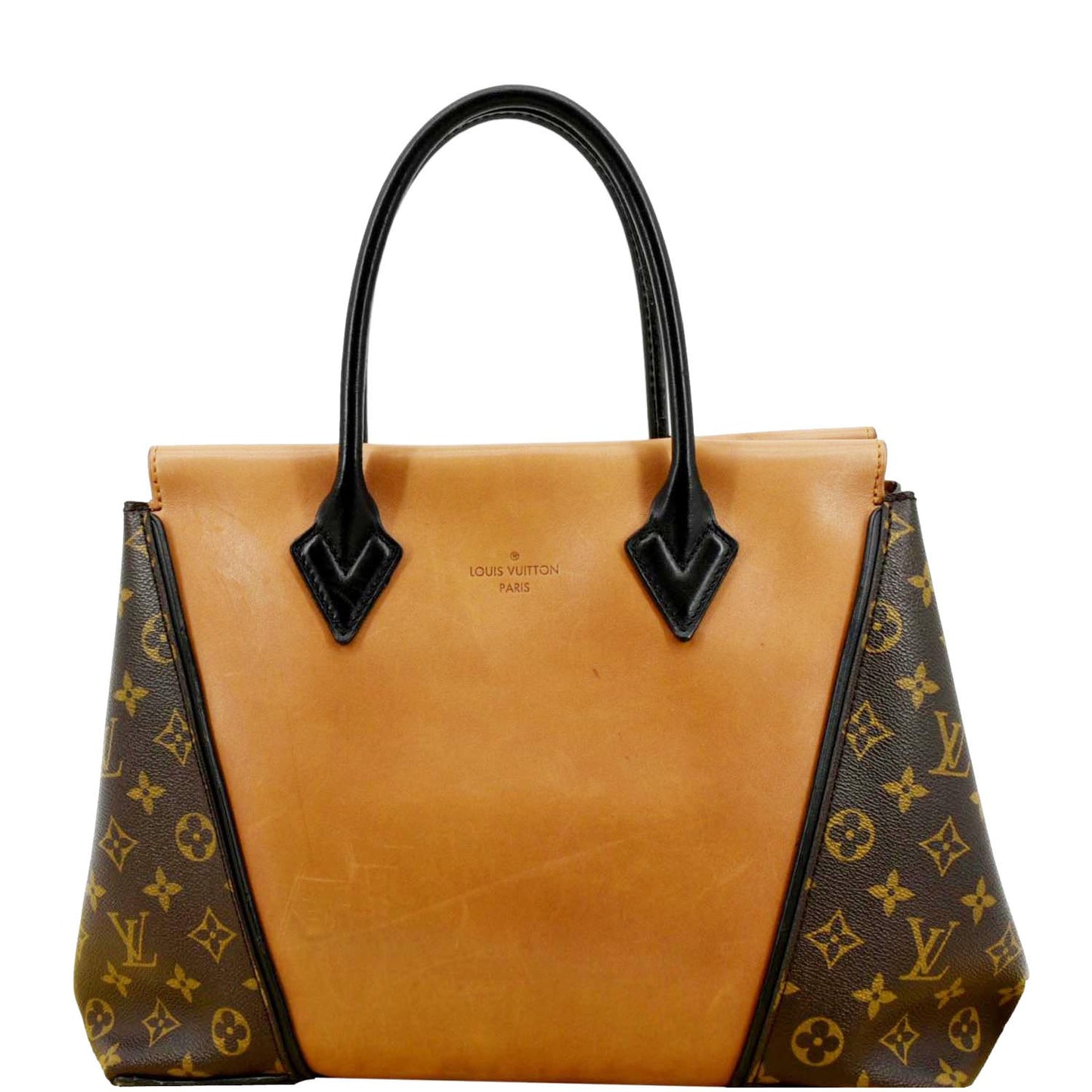 LOUIS VUITTON W PM Monogram Cuir Orfevre Tote Bag Safran