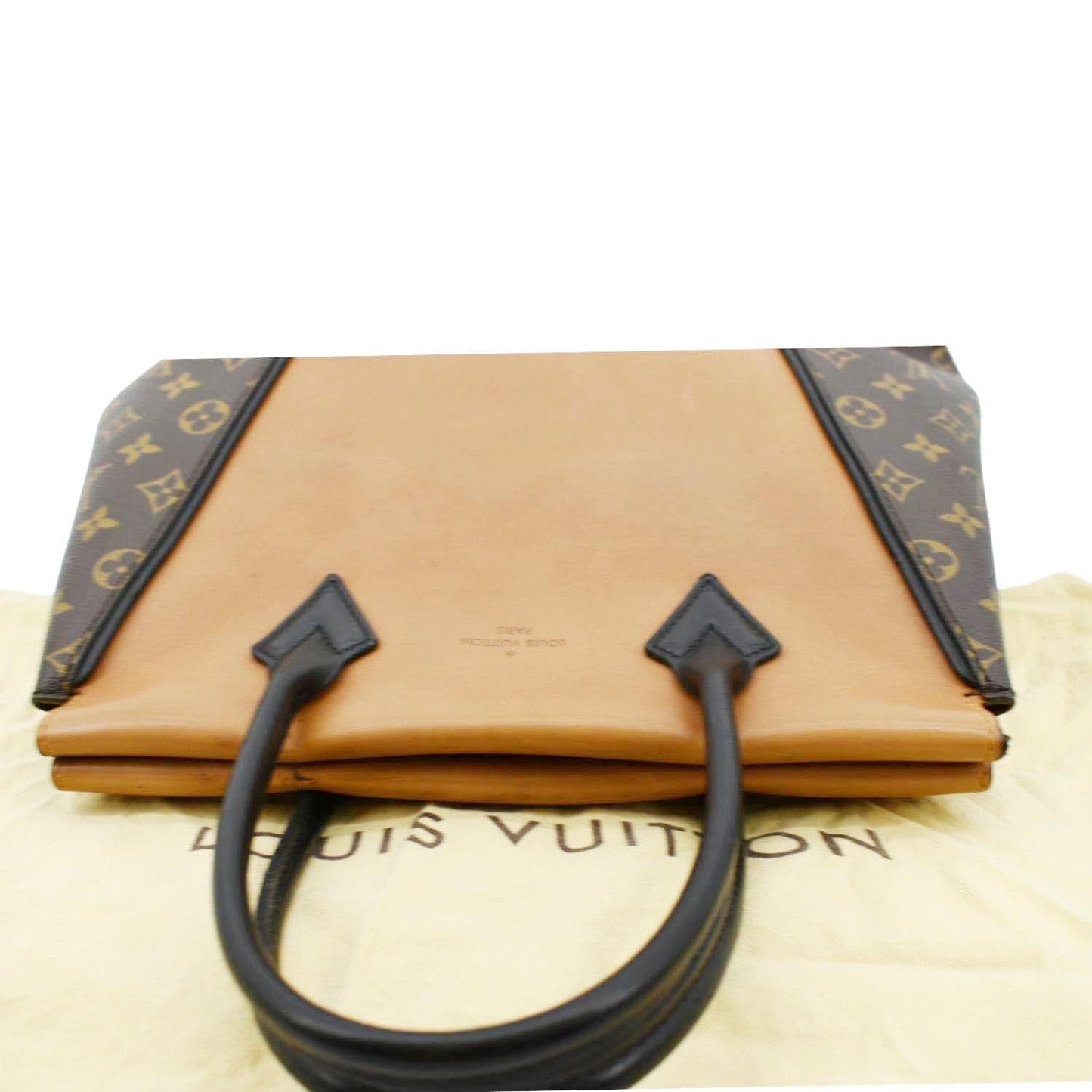 LOUIS VUITTON W PM Monogram Cuir Orfevre Tote Bag Safran