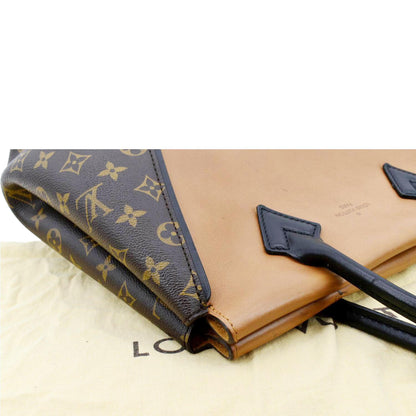 LOUIS VUITTON W PM Monogram Cuir Orfevre Tote Bag Safran