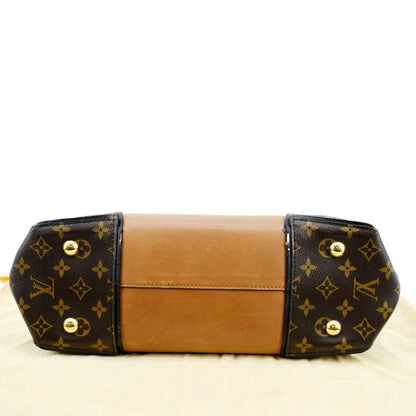 LOUIS VUITTON W PM Monogram Cuir Orfevre Tote Bag Safran