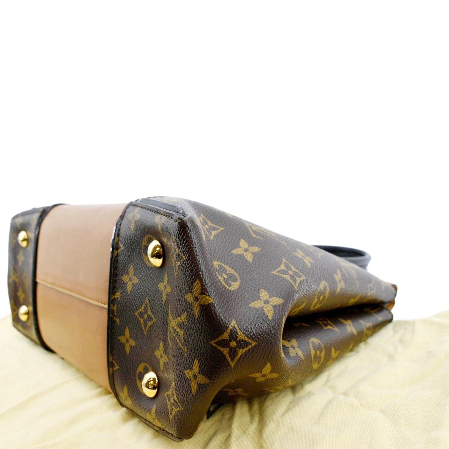 LOUIS VUITTON W PM Monogram Cuir Orfevre Tote Bag Safran