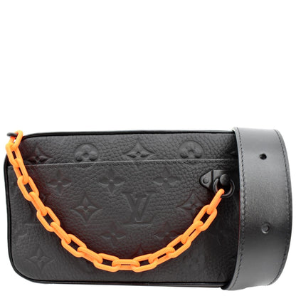 LOUIS VUITTON Volga Monogram Empreinte Chain Pochette Bum Bag Black