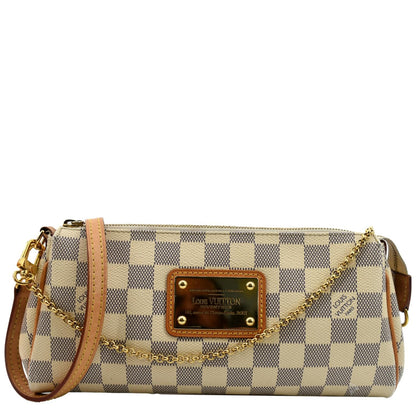 LOUIS VUITTON Women Pochette Eva Damier Azur Clutch Bag White