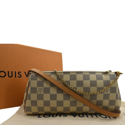 LOUIS VUITTON Women Pochette Eva Damier Azur Clutch Bag White