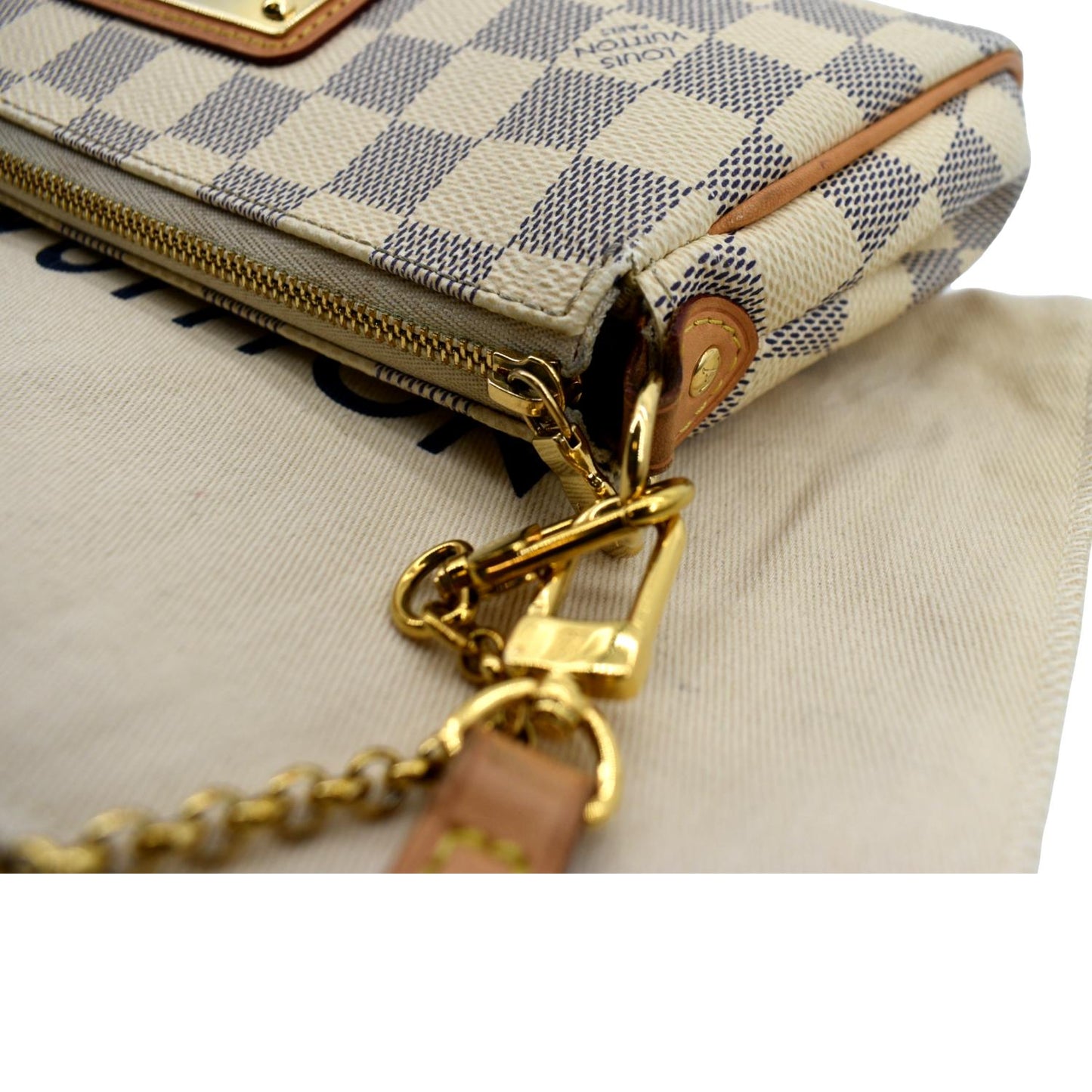 LOUIS VUITTON Women Pochette Eva Damier Azur Clutch Bag White