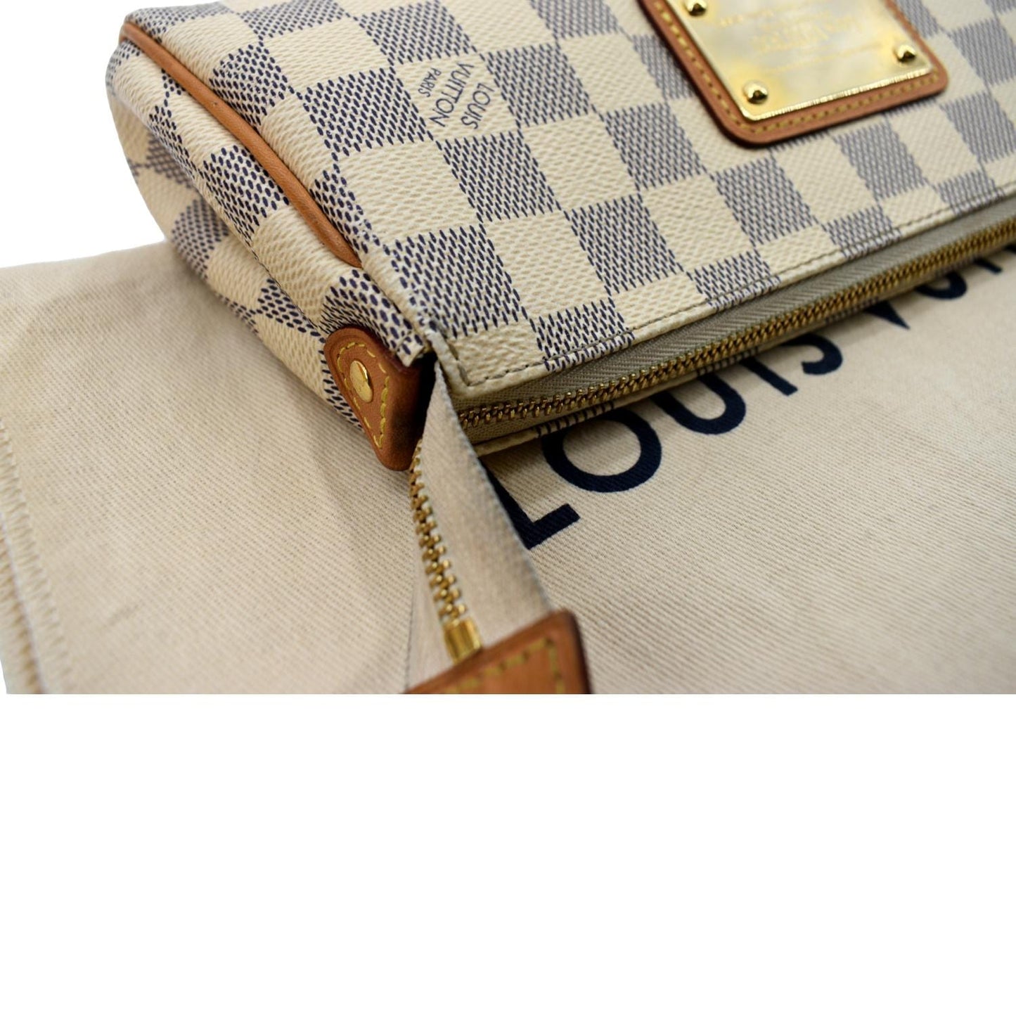 LOUIS VUITTON Women Pochette Eva Damier Azur Clutch Bag White