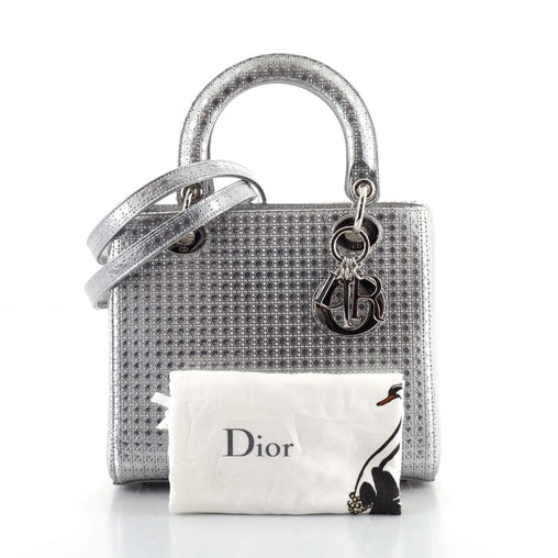 Christian Dior Lady Dior Bag Micro Cannage Metallic Calfskin Medium