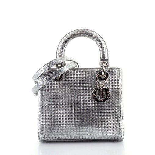 Christian Dior Lady Dior Bag Micro Cannage Metallic Calfskin Medium