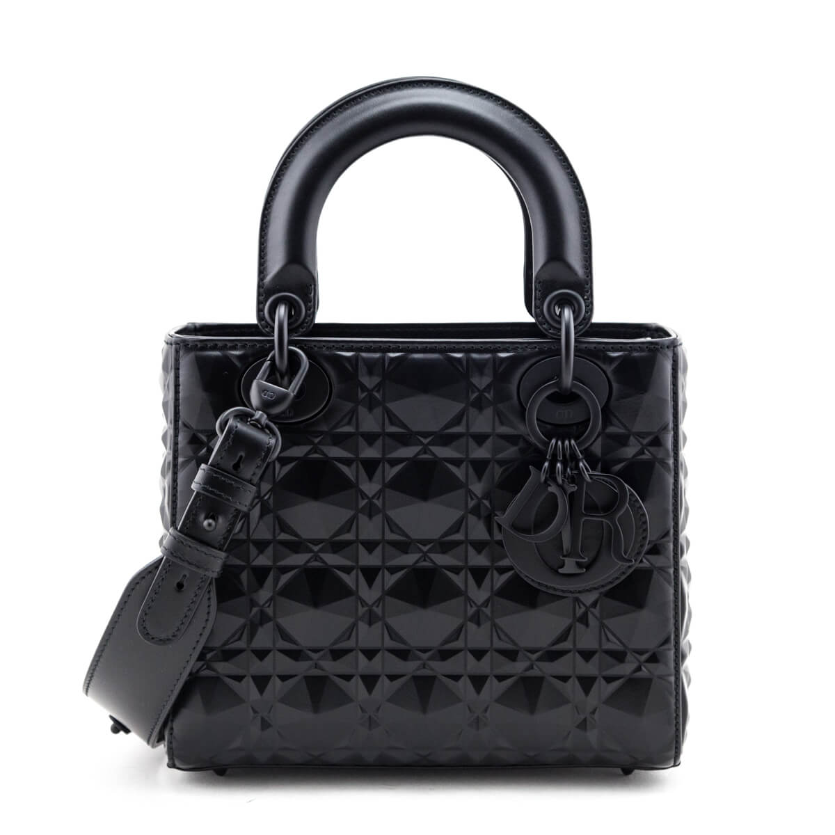 Dior Black Diamond Cannage Calfskin Small Lady Dior My ABCDior Bag