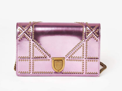 CHRISTIAN DIOR DIORAMA METALLIC PINK SMALL BAG