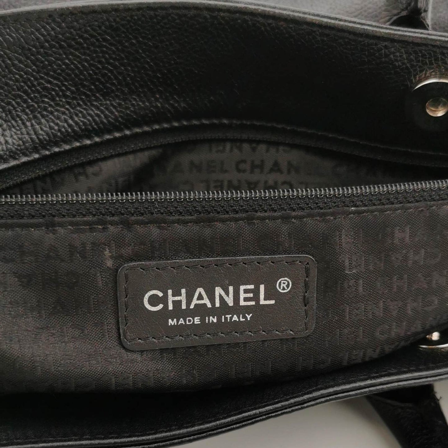 Chanel Cerf Executive East West Small Black Caviar Leather Handbag