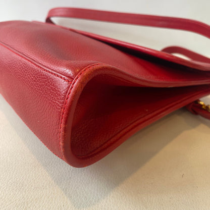 GUCCI Vintage Red Leather Flap Shoulder Bag