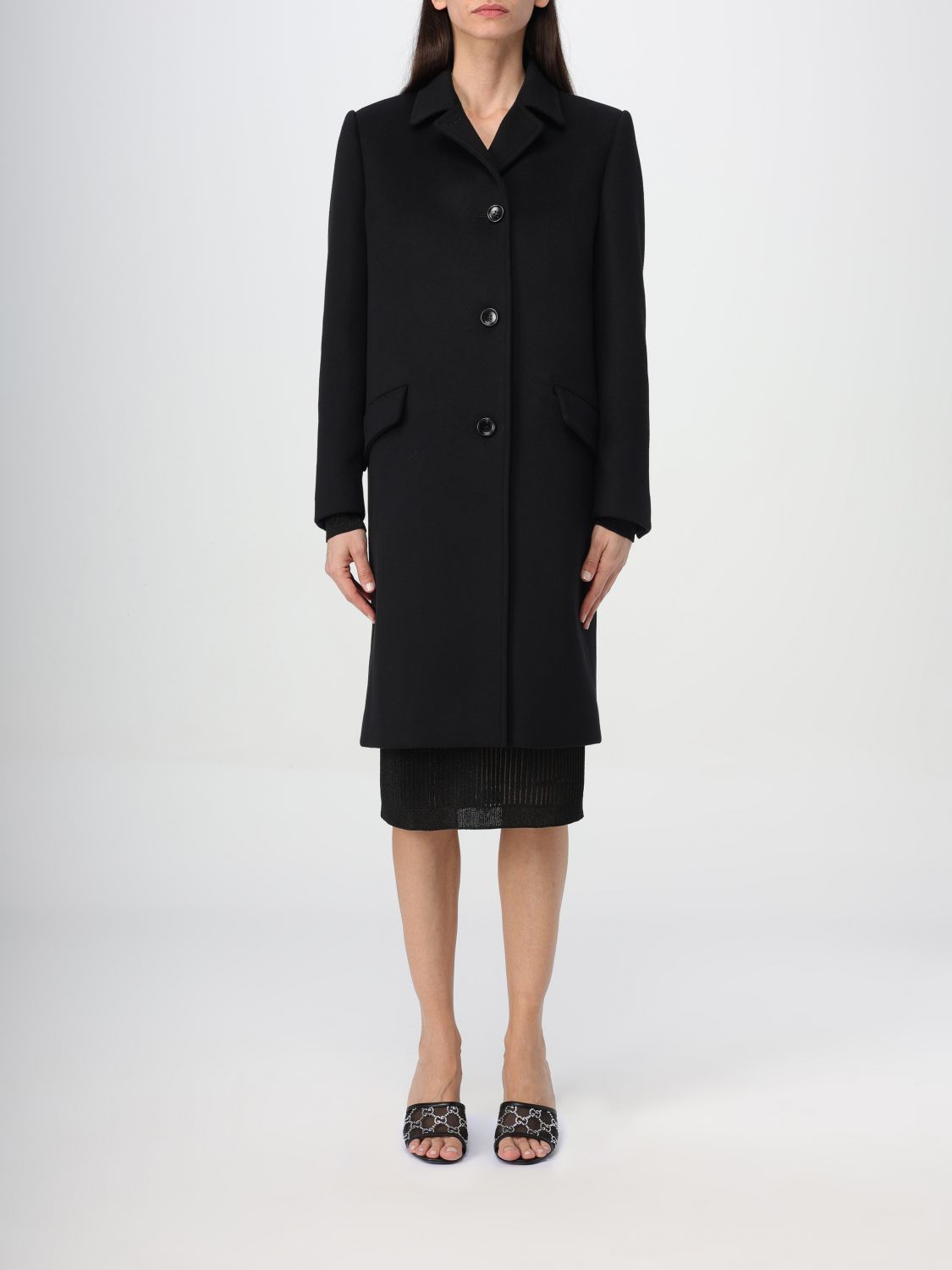 Gucci Coat Woman Black Woman