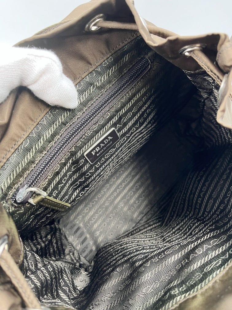 Prada Khaki Nylon Backpack