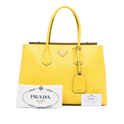 Prada Double Cuir Yellow Saffiano