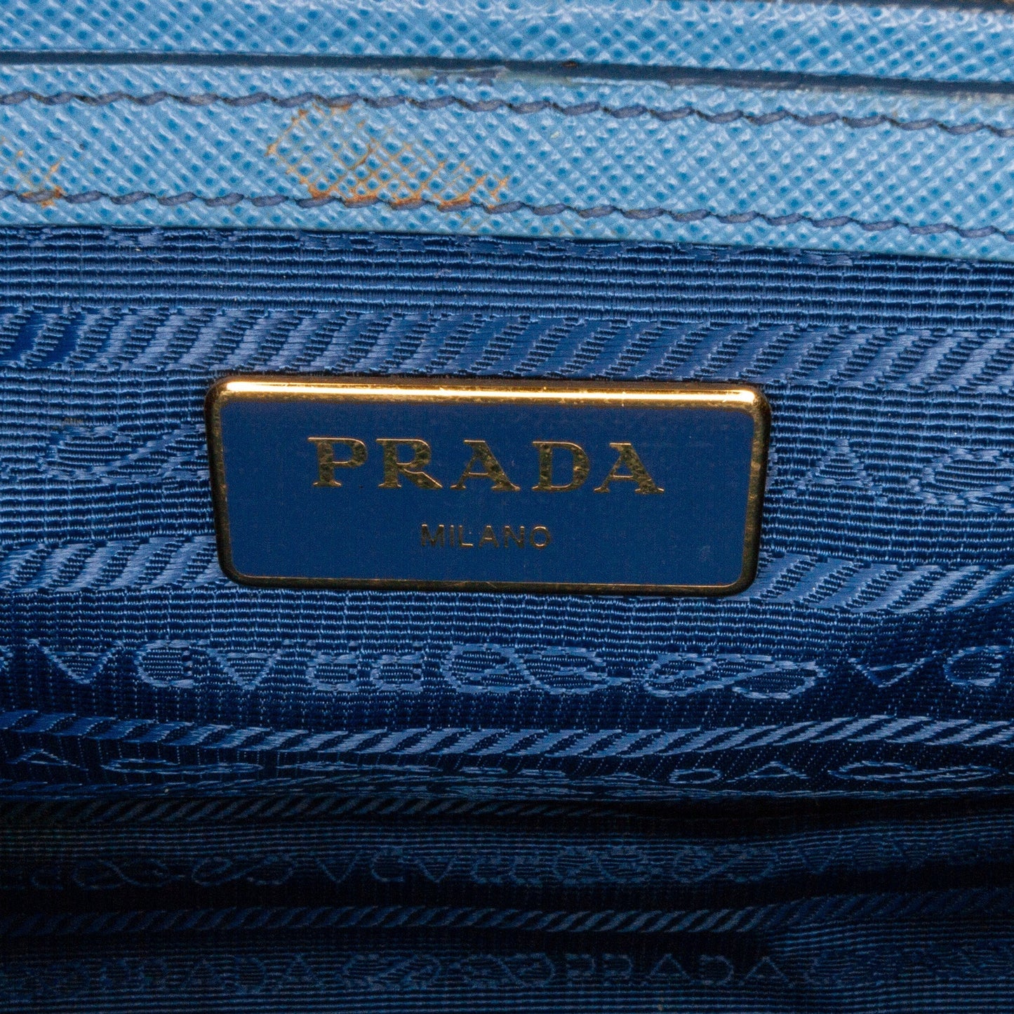 Prada Double Zip Galleria Medium Blue Saffiano