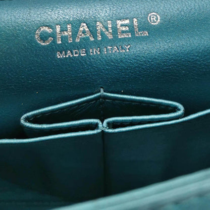 Chanel 2.55 Flap Bag 2008 Large Lambskin Leather Teal Blue Green