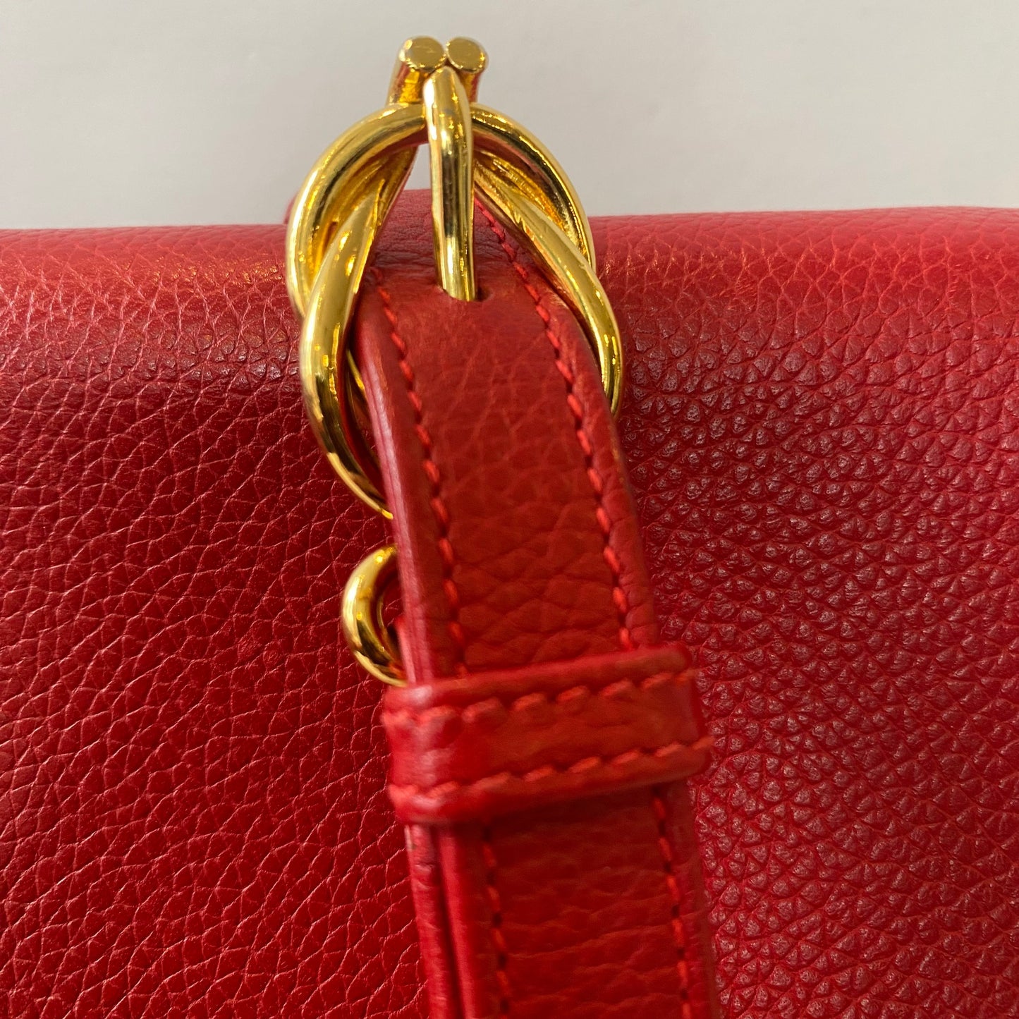 GUCCI Vintage Red Leather Flap Shoulder Bag