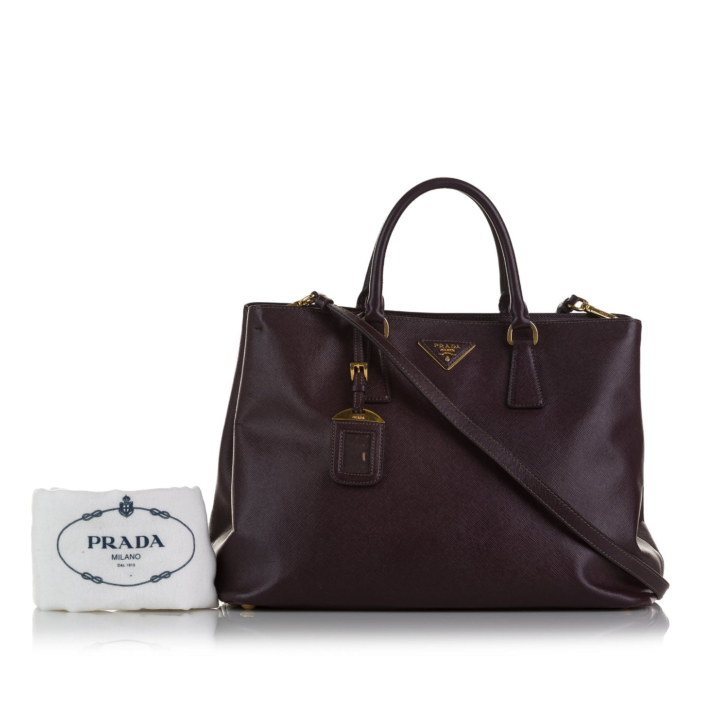 Prada Cuir Twin Handbag Brown Saffiano