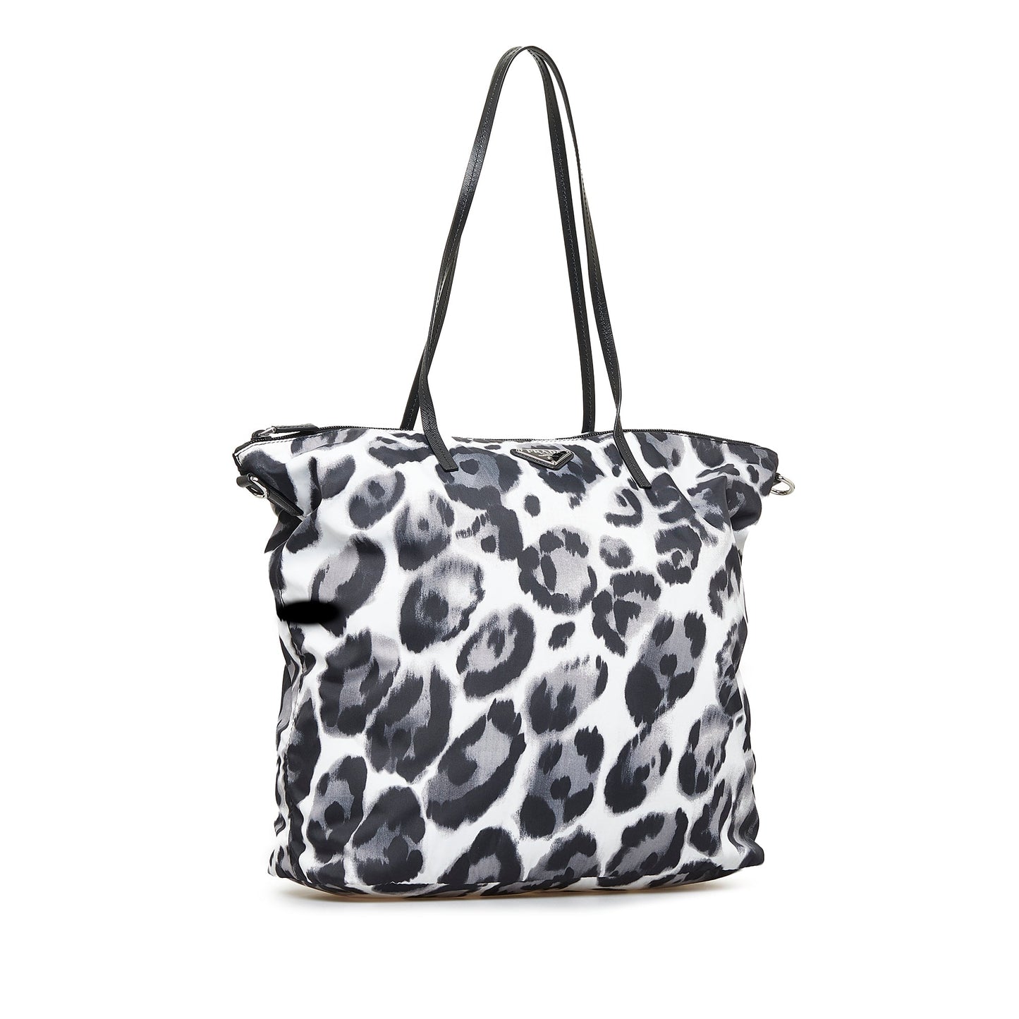 Prada Tessuto Shopper Black White Printed Nylon Canvas