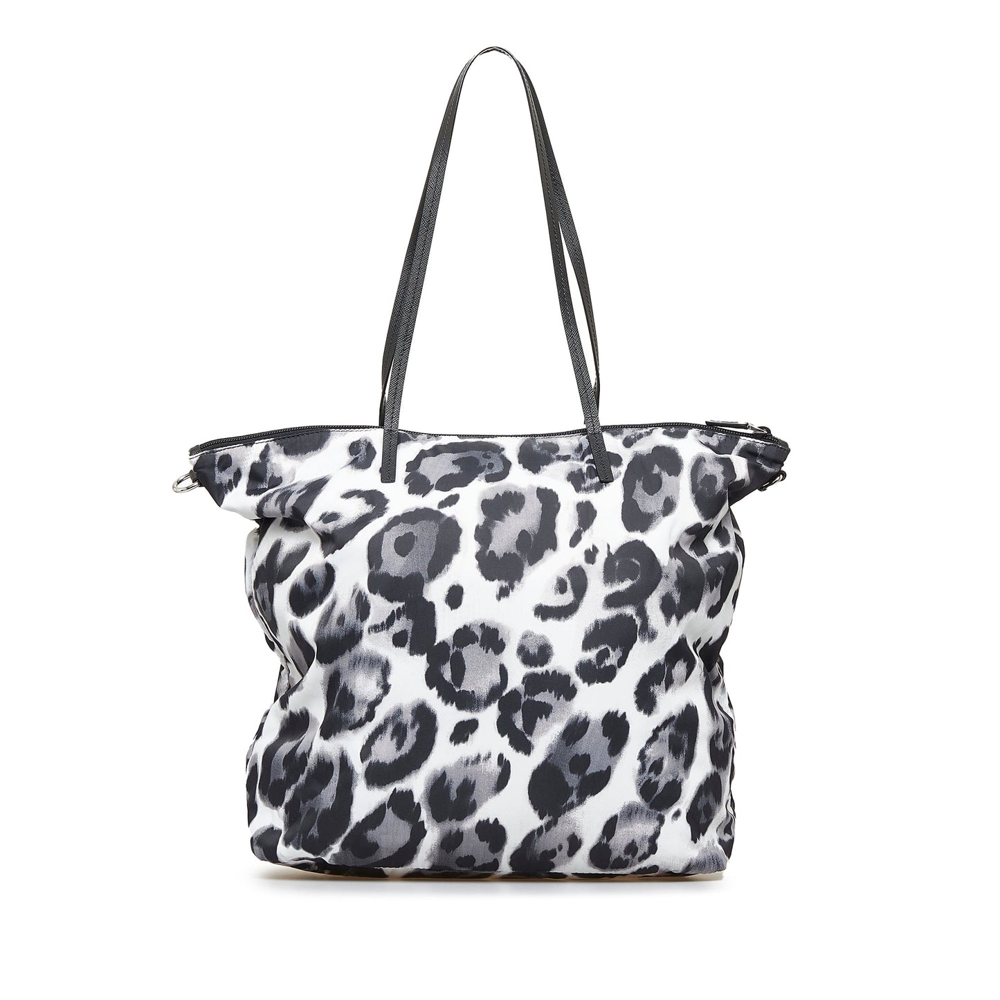 Prada Tessuto Shopper Black White Printed Nylon Canvas