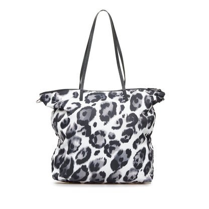 Prada Tessuto Shopper Black White Printed Nylon Canvas