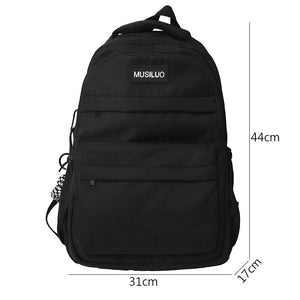 Gothslove Aesthetic Black Backpack for Colleges Big Capacity Nylon Waterproof Backpack School Bag Student Laptop Bookbags