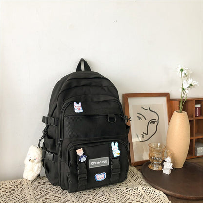 Gothslove Nylon Black Backpacks Waterproof Backpack for Teen Girls School Bag Students Bookbag Travel Backpack for Women