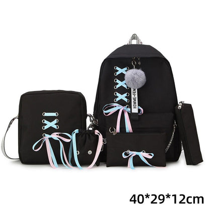 Women Backpacks 5 Set School Backpack Korean Design College School Bags Shoulder Bag