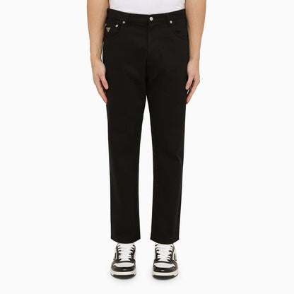 Prada Black Jeans With Metal Logo Triangle Men