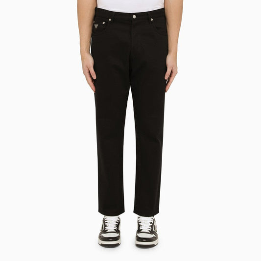 Prada Black Jeans With Metal Logo Triangle Men