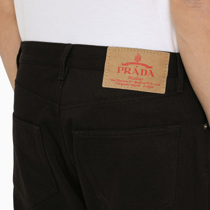 Prada Black Jeans With Metal Logo Triangle Men