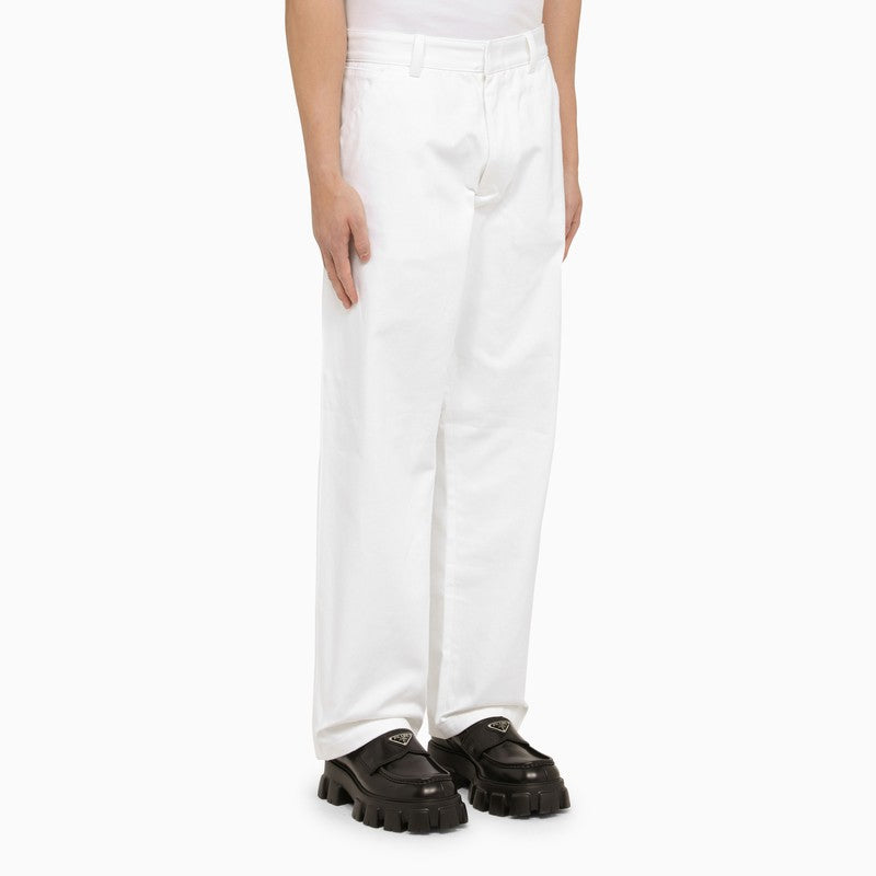 Prada White Cotton Trousers Men