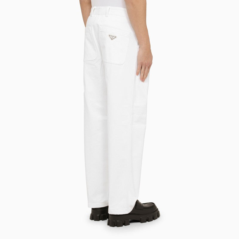 Prada White Cotton Trousers Men