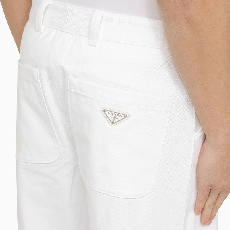 Prada White Cotton Trousers Men