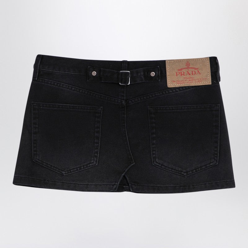 Prada Black Denim Mini Skirt Women