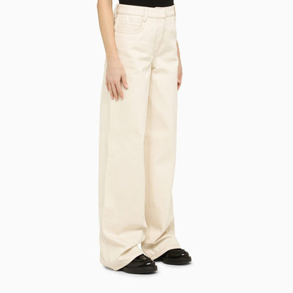 Prada Ivory Canvas Wide Trousers Women