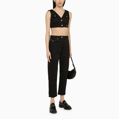 Prada Black Cotton Cropped Top Women