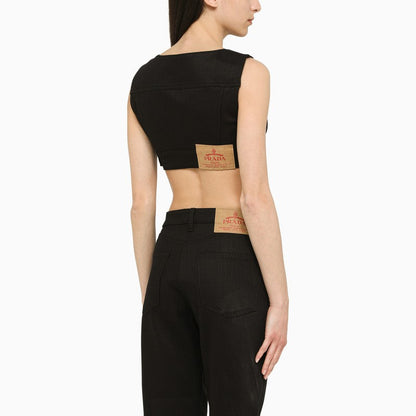 Prada Black Cotton Cropped Top Women