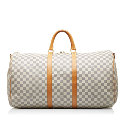 LOUIS VUITTON Damier Azur Keepall Bandouliere 55 Travel Bag