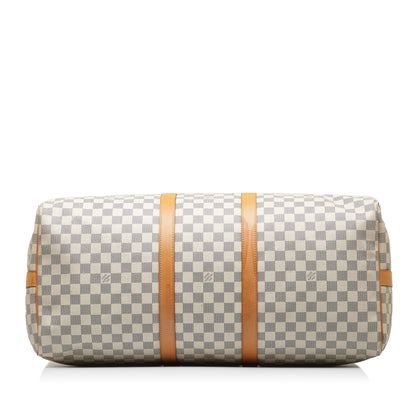 LOUIS VUITTON Damier Azur Keepall Bandouliere 55 Travel Bag