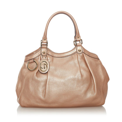 Beige Gucci Sukey Leather Tote Bag