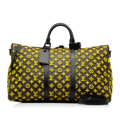 LOUIS VUITTON Monogram Tuffetage Triangle Keepall Bandouliere 50 Travel Bag