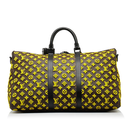 LOUIS VUITTON Monogram Tuffetage Triangle Keepall Bandouliere 50 Travel Bag