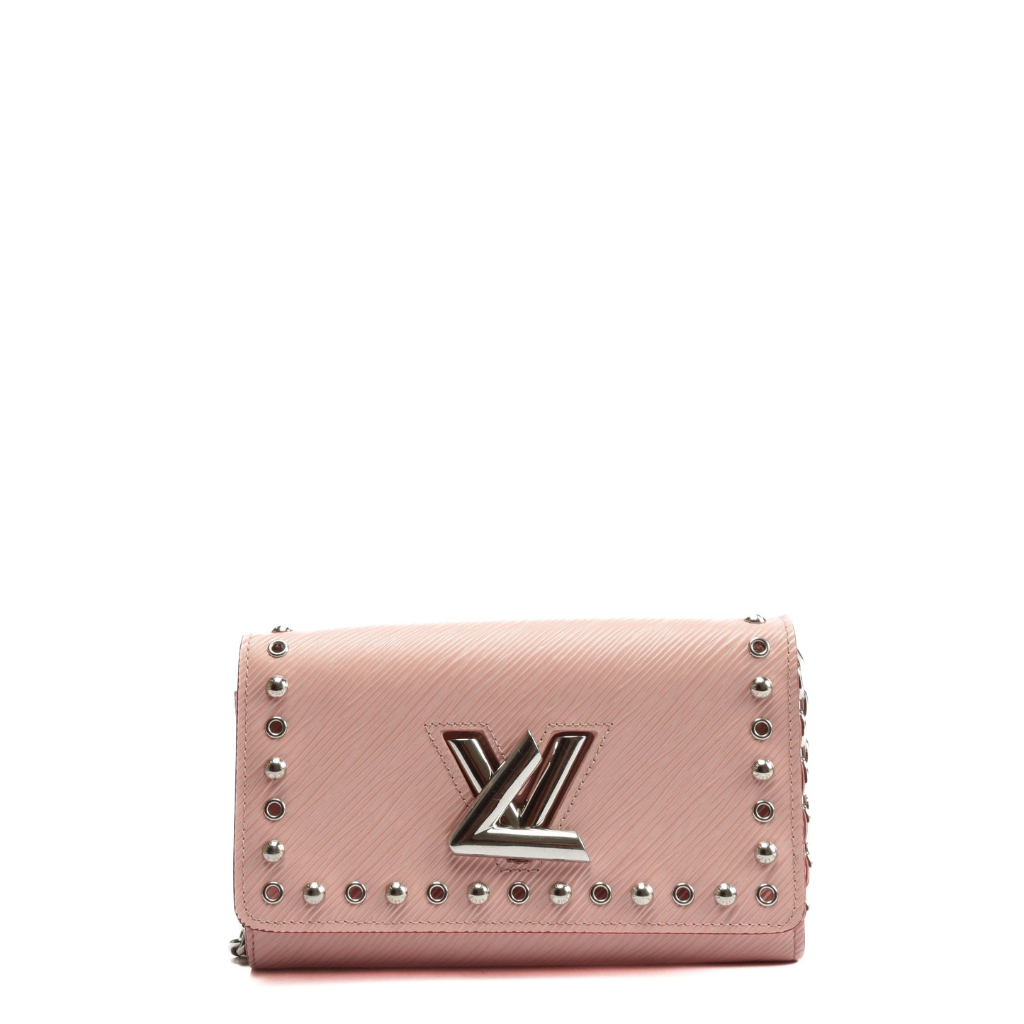 LOUIS VUITTON Epi Leather Twist Studded Wallet on Chain PM Pink