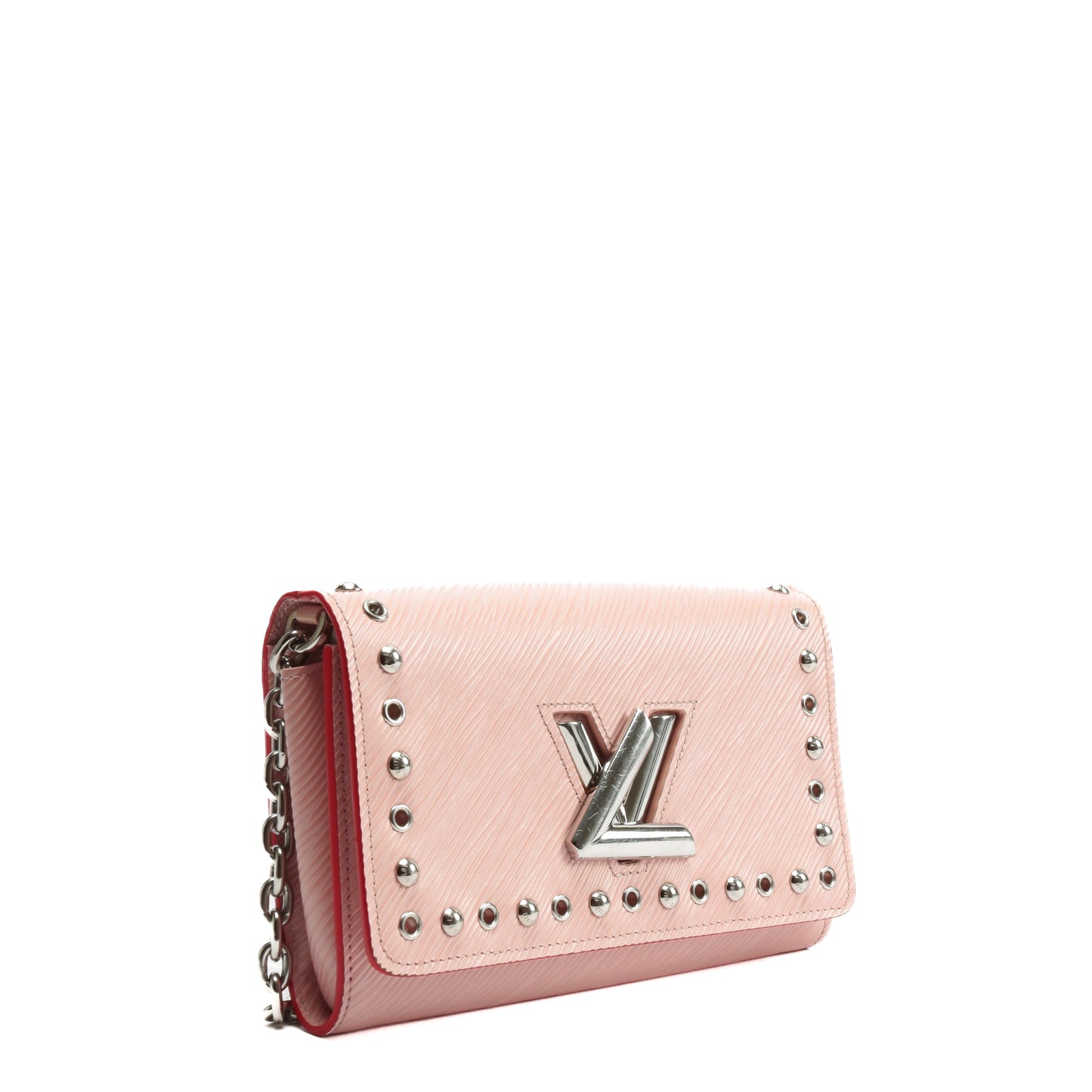 LOUIS VUITTON Epi Leather Twist Studded Wallet on Chain PM Pink