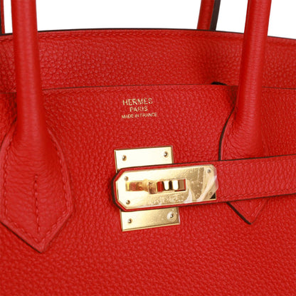 Top Quality Hermes Birkin 30 Rouge de Coeur Togo Gold Hardware