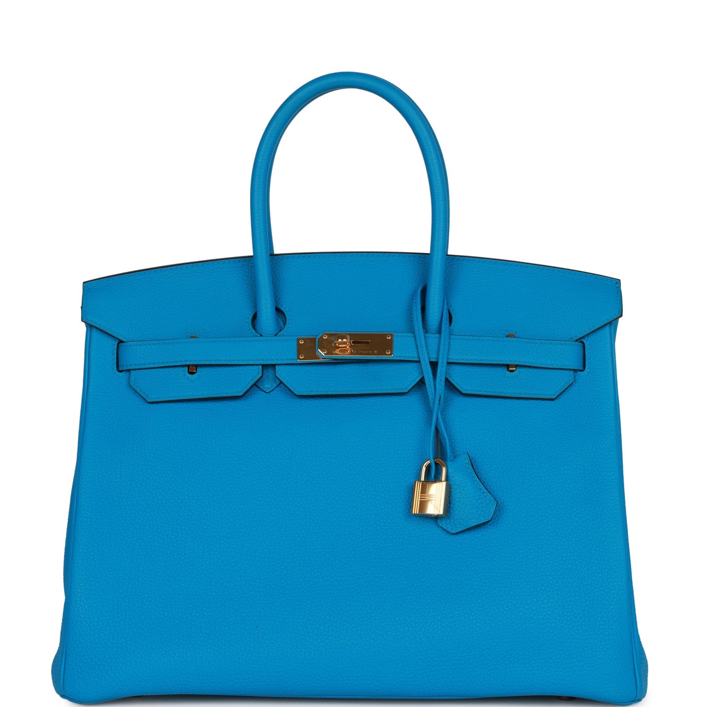 Top Quality Hermes Birkin 35 Bleu Zanzibar Togo Gold Hardware