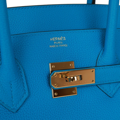 Top Quality Hermes Birkin 35 Bleu Zanzibar Togo Gold Hardware